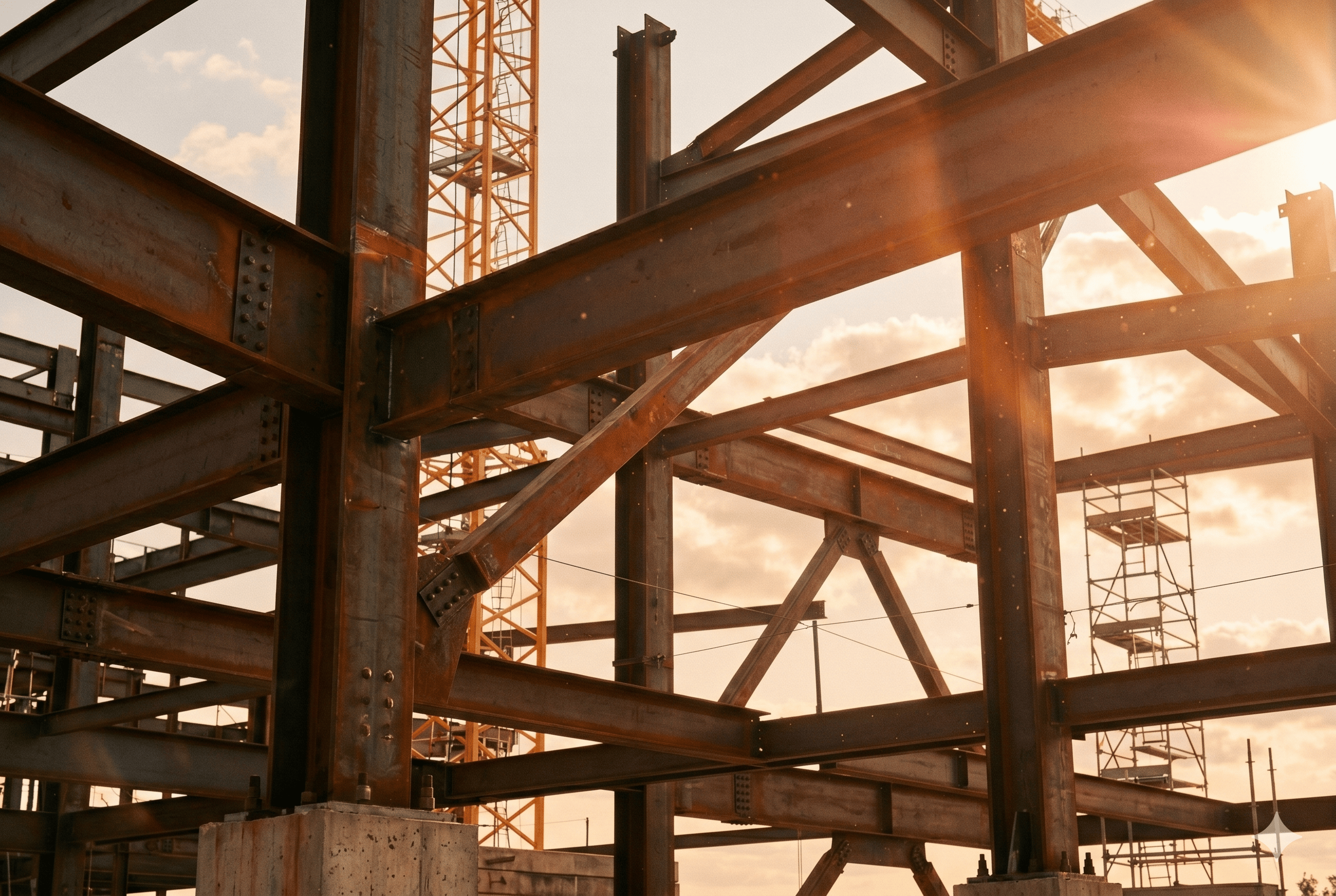 Steel structural framing perspective
